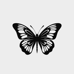 Butterfly vector illustration black butterfly silhouette insect design nature art isolated drawing wing graphic