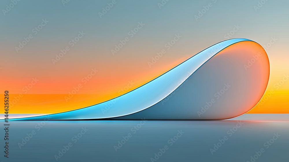 Poster A curved form rising against a colorful abstract gradient background