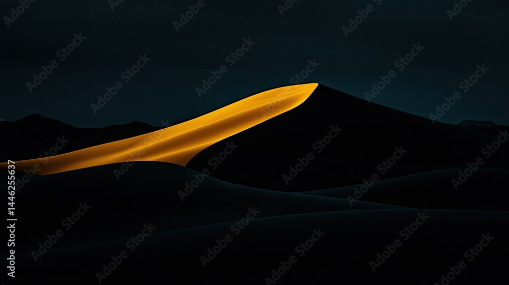 Poster a desert dune illuminated by a warm glow of light