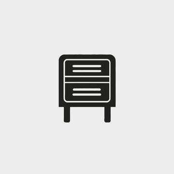 recommend clip art: Furniture cabinet drawer storage black minimalist design modern bedside table nightstand home decor icon art