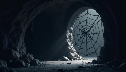 Minimalist outlined spiderweb design in gray shades representing halloween or nature patterns