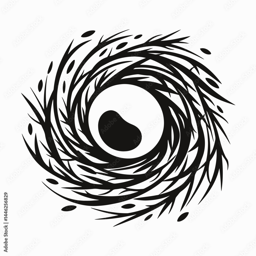 Poster nest bird nest vector nest illustration bird nest design black and white nest graphic nest art nest