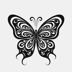 Butterfly vector graphic design black and white pattern illustration decorative insect nature wings art drawing