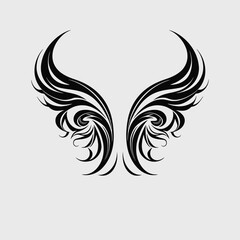Naklejka premium Wings vector design black and white art illustration pattern abstract decorative element graphic tattoo shape