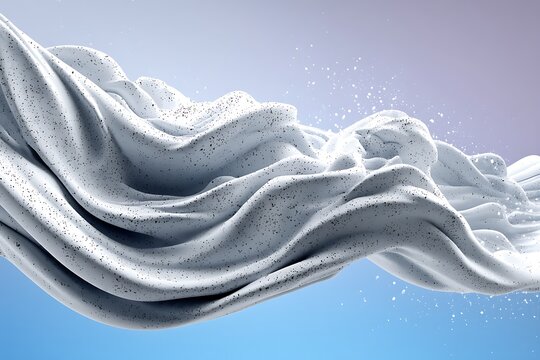 An abstract white wavy surface with speckles, isolated on a diffrent collers background, symbolizing fluid motion and elegance.