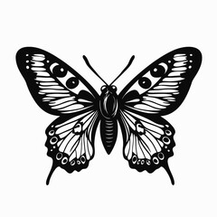 Obraz premium Butterfly silhouette black and white vector illustration insect design graphic art nature animal wings fly drawing