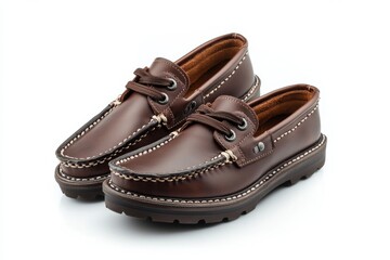 Brown Leather Boat Shoes Classic Style Durable Design Perfect for Everyday Wear