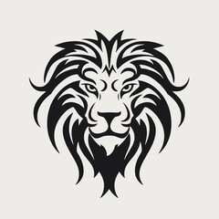 Obraz premium Lion head vector illustration animal graphic design logo tattoo black and white art drawing face wildcat silhouette