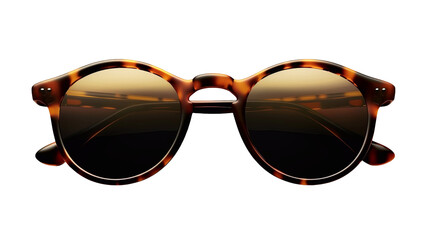 Stylish brown sunglasses isolated on white background.