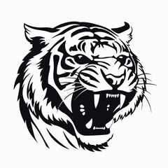 Fototapeta premium Tiger illustration vector animal feline cat predator wild bigcat bengal stripes roar angry danger silhouette