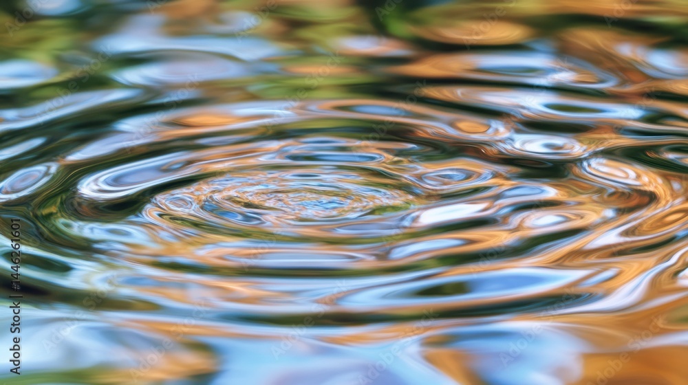 Poster reflections create concentric ripples in a watery autumnal surface