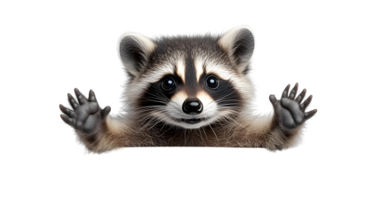 A curious creature peeking through with expressive eyes and playful paws ideal for nature wi