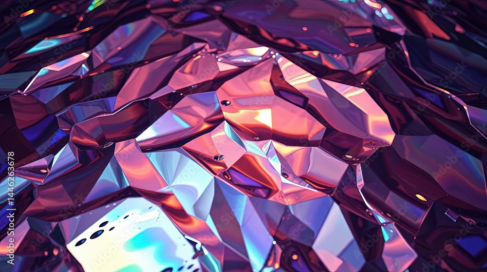 Poster colorful crystalline abstract texture showcases shimmering facets in an artistic display of light an
