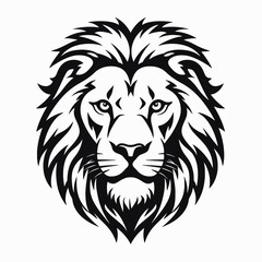 Obraz premium Lion head vector illustration animal feline predator mammal wildlife graphic design black and white art silhouette