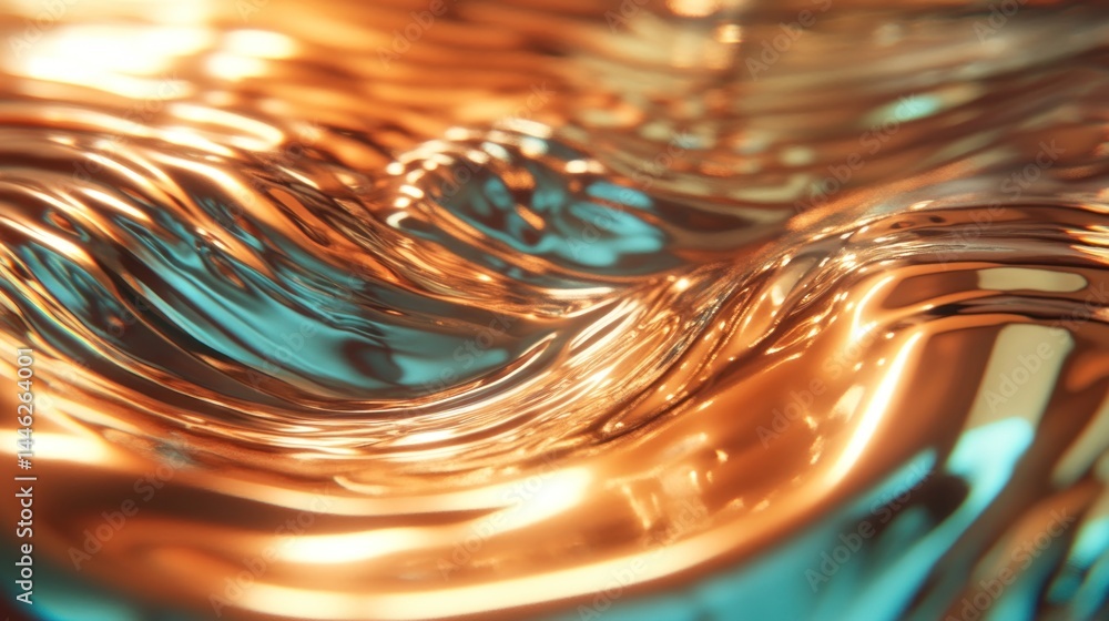 Poster abstract image shows a shimmering surface of metallic liquid