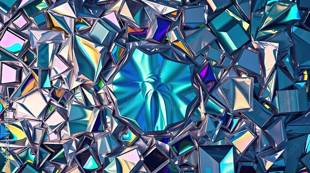Poster vibrant abstract mosaic reflecting light in a stunning display of colors and shapes in a futuristic 