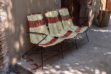 sillas, tejidas, silla, mesa, cafes, banco, mobiliario, aparcar, huerta, silla, asiento,...