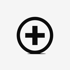 Fototapeta premium Black plus sign circle add symbol icon graphic element design illustration vector ui ux interface 3d silhouette