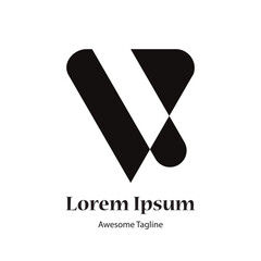 v letter modern black logo design icon