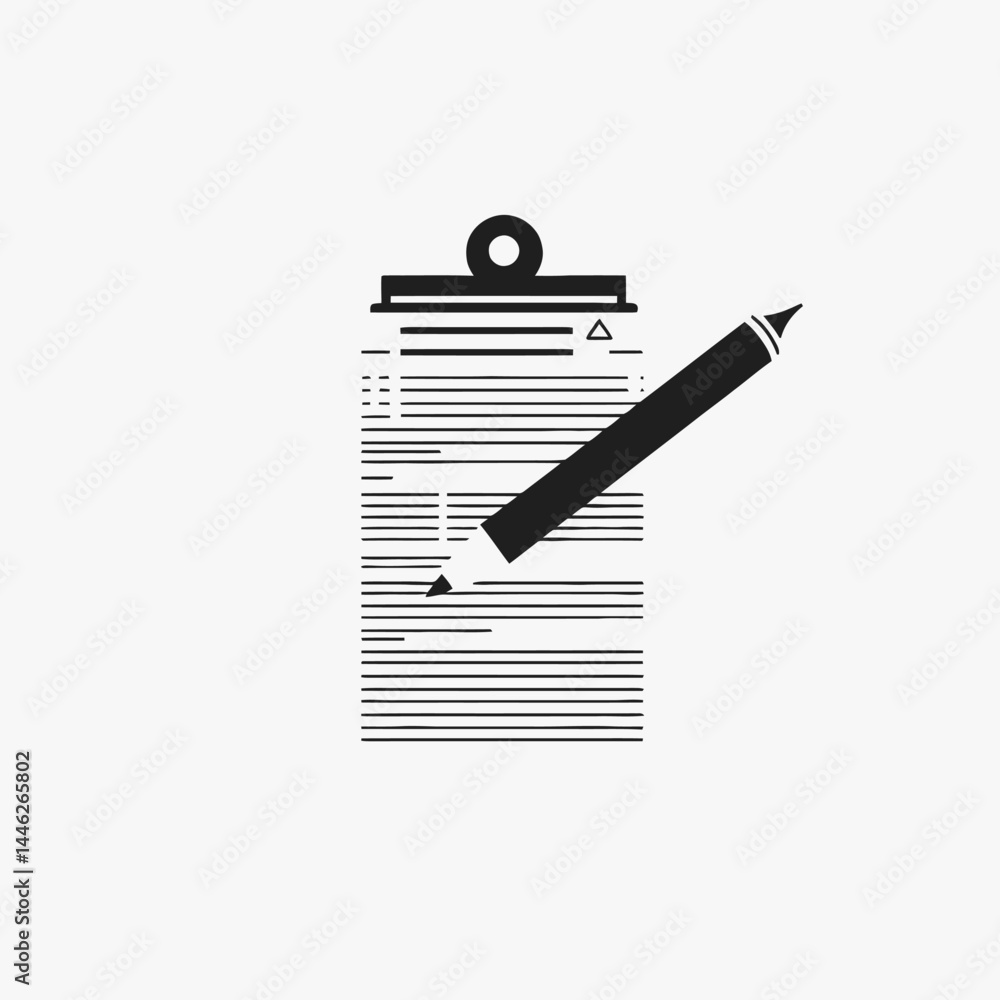 Poster clipboard document form list note pad paper pencil record report sheet sign task write writing silho
