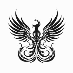 Fototapeta premium Phoenix bird wings tattoo tribal vector illustration design art graphic black white symbol mythical emblem silhouette