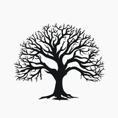 Tree silhouette black and white vector graphic nature illustration art design element symbol icon isolated tree