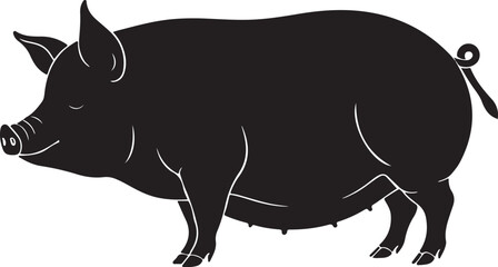 Vietnamese Pot Bellied Pig Vector Silhouette