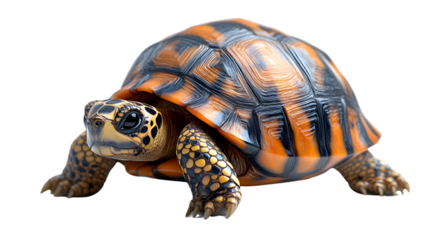 A vibrant turtle with striking orange and black shell perfect for nature wildlife and educat