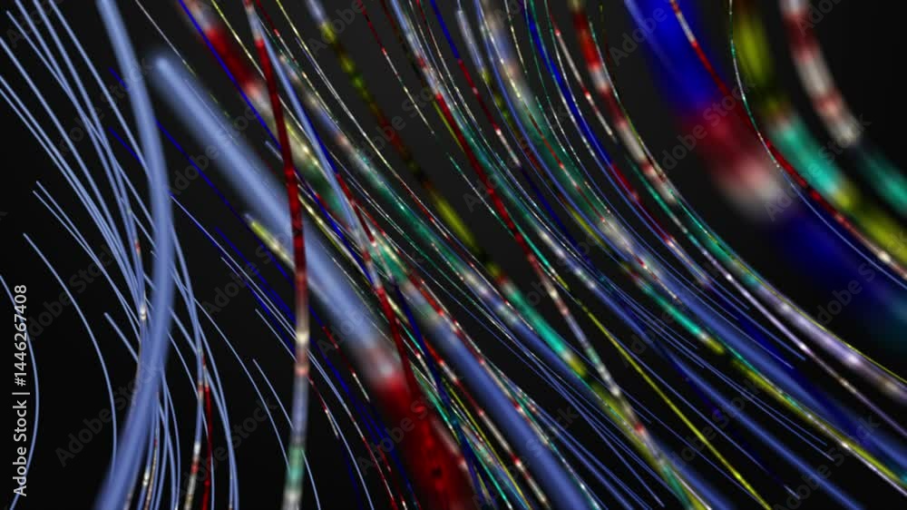 Poster fantastic video animation with stripe wave object in slow motion, 4096x2304 loop 4k