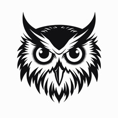 Obraz premium Owl vector illustration animal bird wildlife nature design graphic black and white art drawing head face silhouette