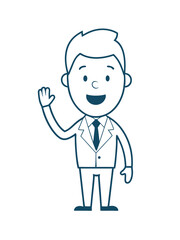 Businessman waving hello with big smile