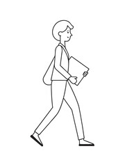Fototapeta premium Businesswoman walking forward with flowing dress