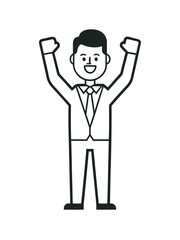 Businessman making a strong victory gesture