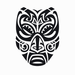 Tribal mask tattoo face maori pattern design art ethnic traditional symbol abstract illustration graphic vector silhouette