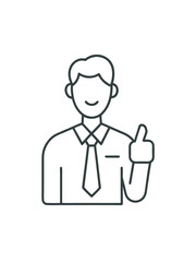 Businessman giving a thumbs up outline drawing