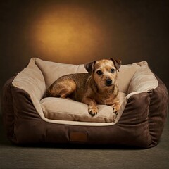 White and Brown Dog Nesting in Bed