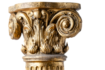 Golden ornate column detail showcasing intricate scrollwork and acanthus leaf motifs elegant and timeless design