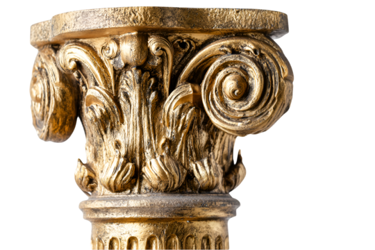 Golden ornate column detail showcasing intricate scrollwork and acanthus leaf motifs elegant and timeless design