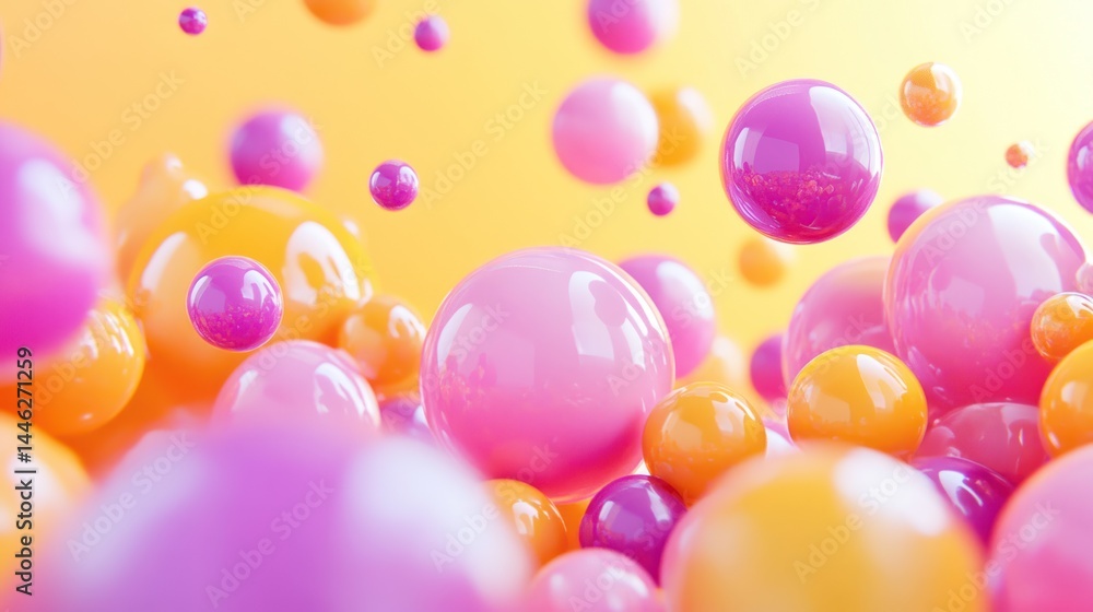Poster Floating colorful spheres creating an abstract and vibrant background