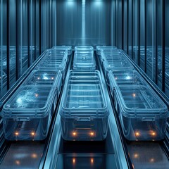 conveyor belts with empty plastic containers