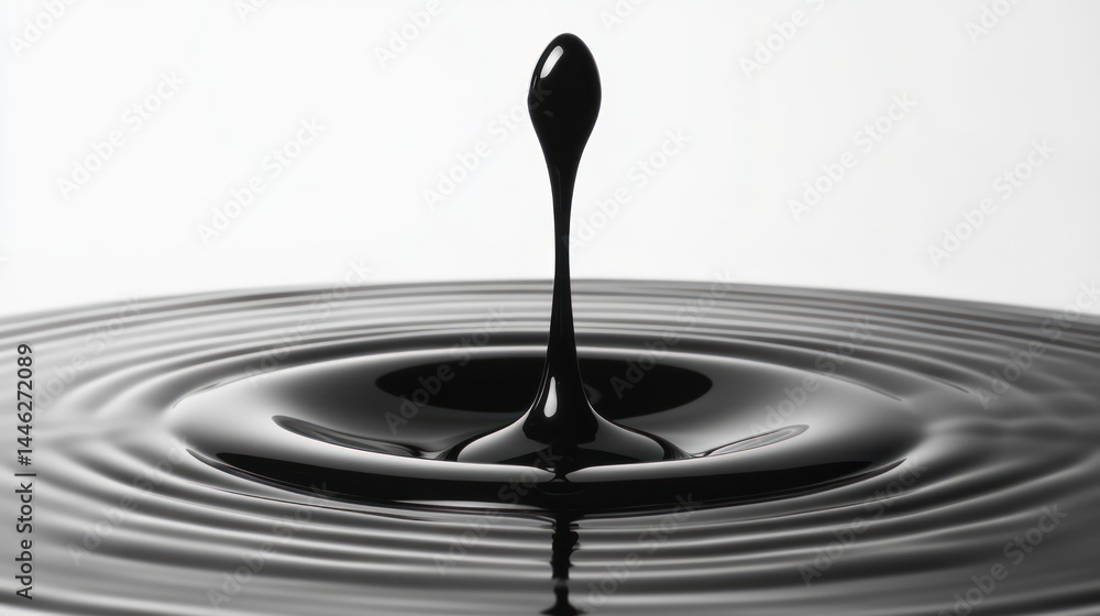 Poster liquid drop creating ripples upon impact on liquid surface