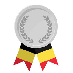 Silver award medal with Belgium flag ribbons for winners