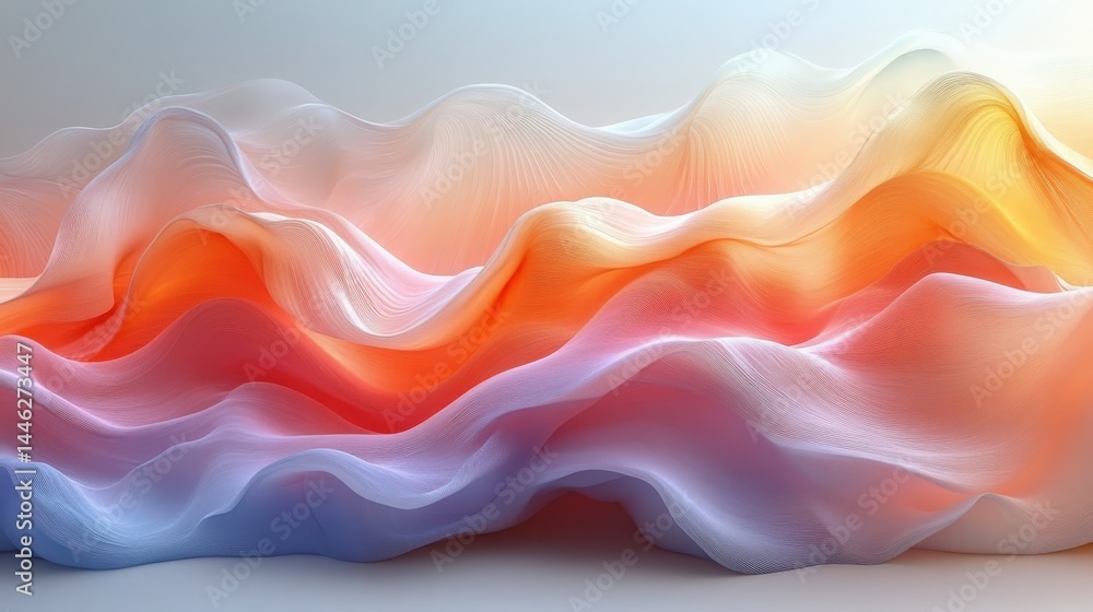 Poster abstract flowing gradient waves of light and shadow, soft dreamy textures
