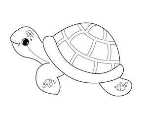 Cartoon turtle. Coloring page. Kids design.  Vector cute illustrations