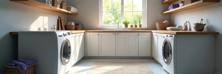 Laundry room bliss, vibrant colors, sparkling clean, effort, bright, washing machine