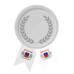 Silver award medal with Mayotte flag ribbons for winners