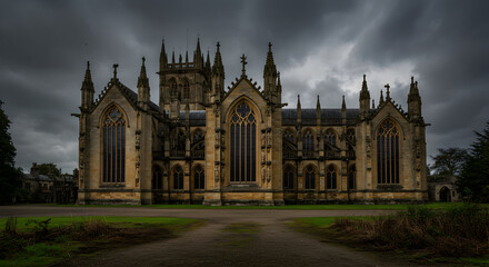 Obraz premium Majestic Architectural Marvel With Gothic Details Against Dramatic Skies