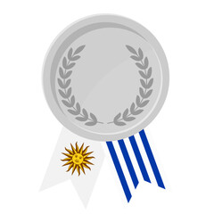 Silver award medal with Uruguay flag ribbons for winners