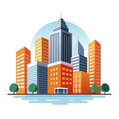 Skyscrapers icon for posters or logos in business or trading or construction company