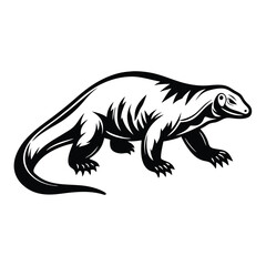 Komodo Dragon Silhouette Strong, Detailed Reptile Indonesian Wildlife Icon